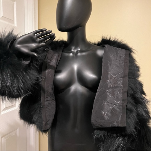 Genuine Raccoon Fur Coat Long Sleeve lined Trench Jacket Parka Puffer bomber fur - Picture 13 of 17